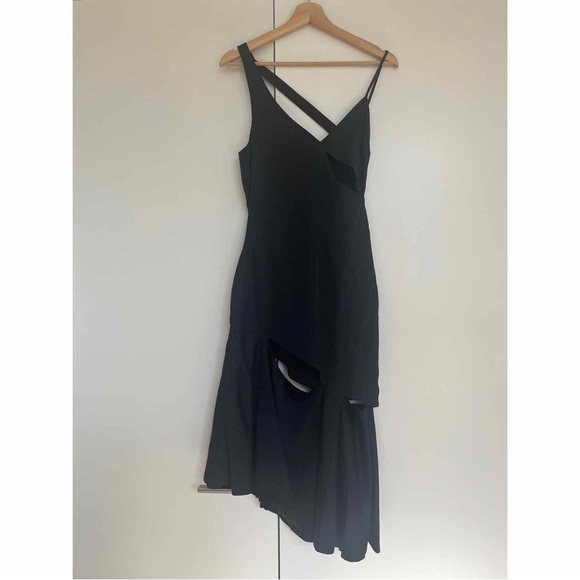 For Love & Lemons "Liv" Cut-Out Silky Slip Dress in Black - Picture 4 of 5